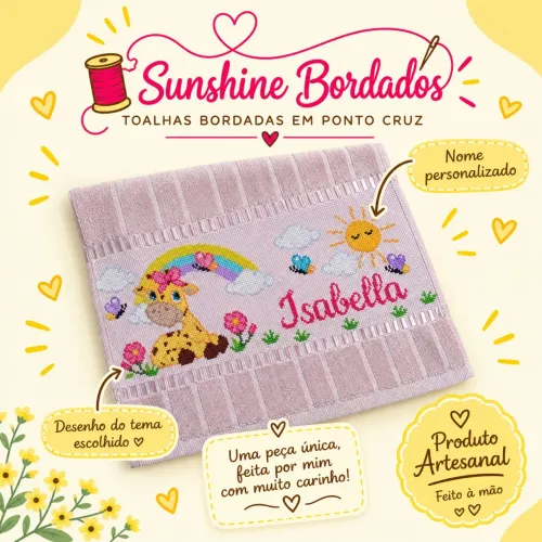 Toalha bordada - PERSONALIZADA - Feita à mão 