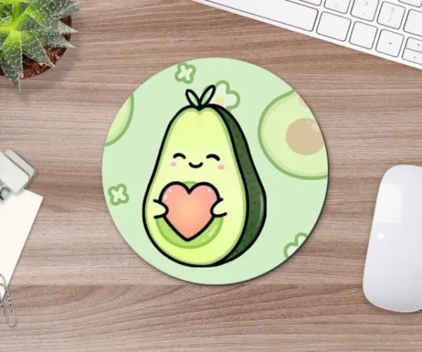 Mouse Pad Abacate Fofo 19cm Neoprene Base Emborrachada