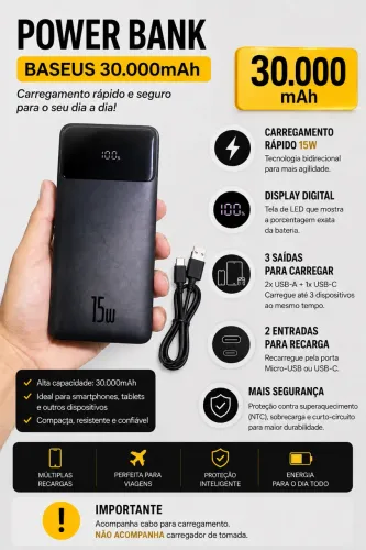 Power Bank 30000mAh Baseus