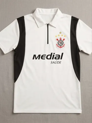 Camisa Corinthians Topper Treino/Comissão Técnica 2007/2008 Medial Saúde - Tamanho XL