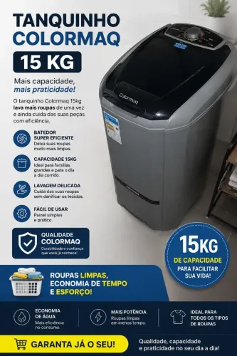 Tanquinho de 15 kg, apenas dois meses de uso.