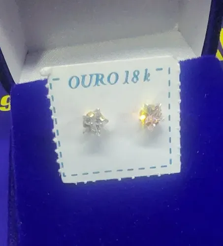 Brincos Estrelinha Pedra Zircônia Ouro 18 Kilates 4 mm Modelo Cacho de Uva                