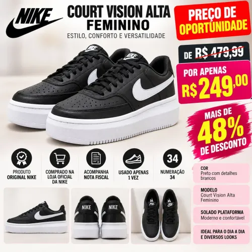 OPORTUNIDADE - Tênis Nike Court Vision Alta Feminino 34