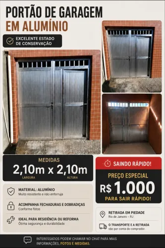 Vende-se portão de garagem em alumínio.