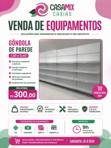 VENDA DE GÔNDOLAS DE PAREDE - 1,30 x 0,40