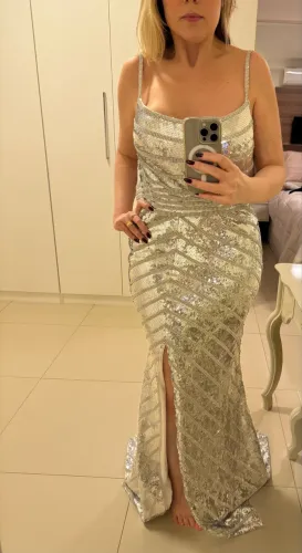 Vestido festa/formanda paete prata nunca usado- marca JOVANI