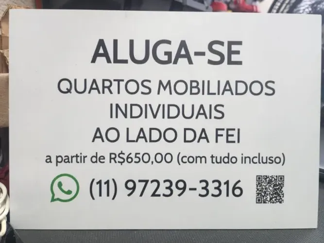 Quartos individuais ao lado da FEI - tudo incluso