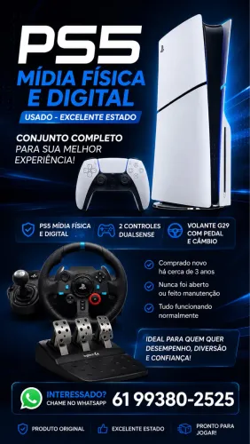 Ps5 mídia física 2 controles + volante G29 completo