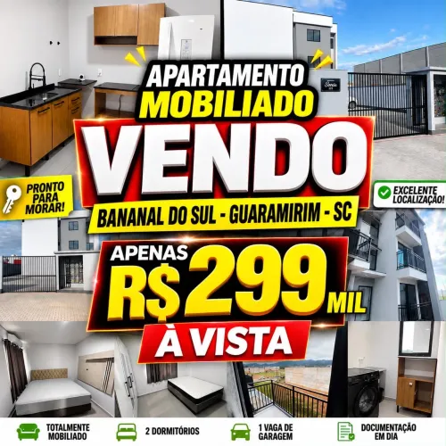 APARTAMENTO MOBILIADO A VENDA EM BANANAL DO SUL - GUARAMIRIM