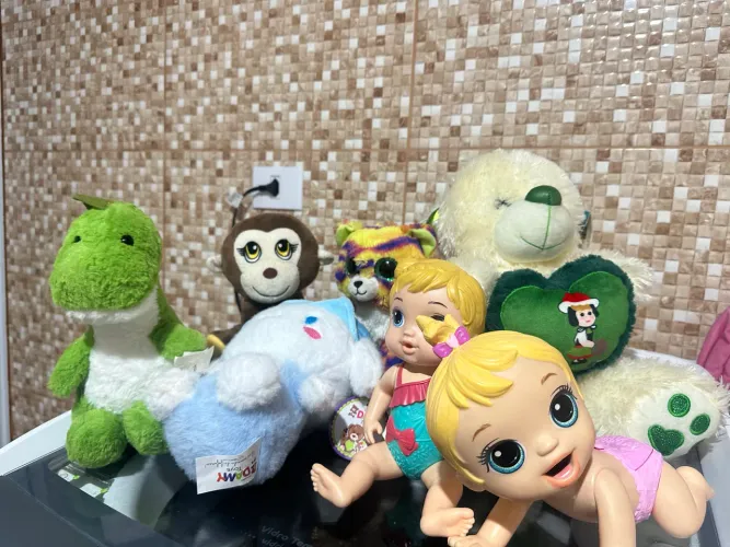 Lote brinquedos pelúcia e baby alive