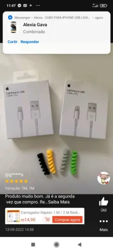 CABO DE CARREGAMENTO PARA IPHONE USB