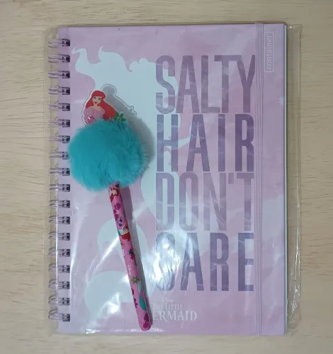 Caderno Espiral da Pequena Sereia e Caneta da Ariel Princesa Disney