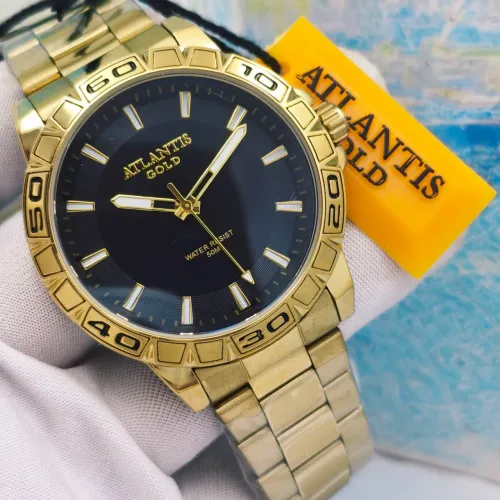 Relógio novo original prova d'água dourado banhado a ouro