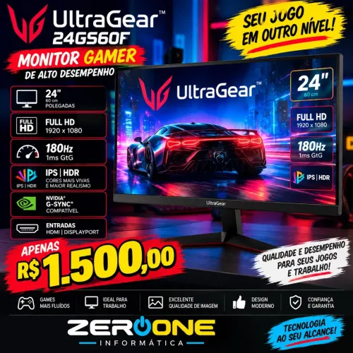 Monitor gamer ultra gear LG 24 curvo