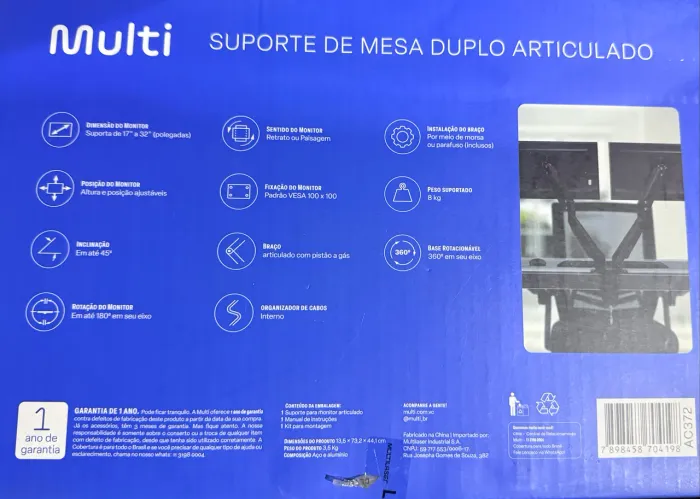 SUPORTE DE MESA DUPLO ARTICULADO