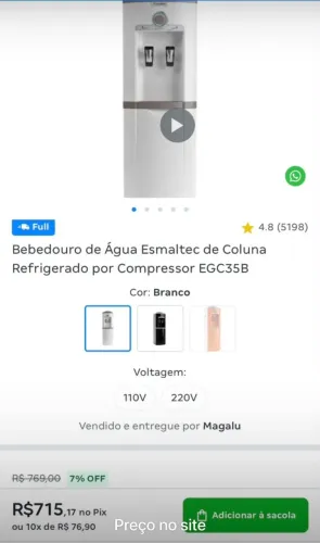 Filtro de chão Esmaltc água natural e gelada