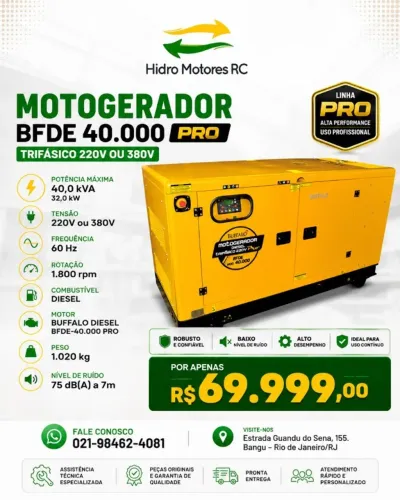 MOTOGERADOR BFDE 40.000 PRO TRIFÁSICO 220V/380V