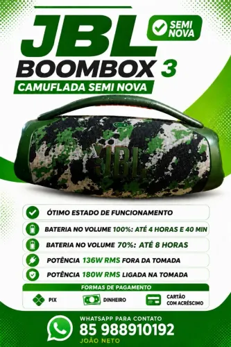 Jbl boombox 3 camuflada semi nova 