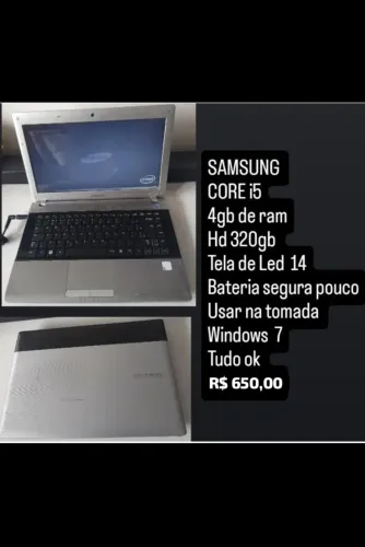 Notebook Samsung Core i5 Tela 14? - Chance Única R$ 650 + Entrega e Garantia
