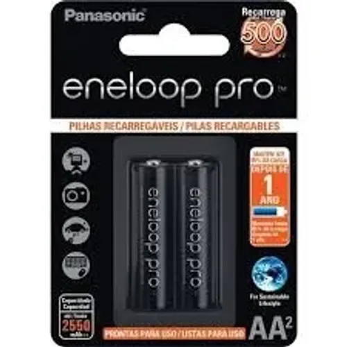 PILHA RECARREGAVEL ENELOOP 2550MAH C/2 AA BK-3HCCE/2BB - LOJA DADO DIGITAL
