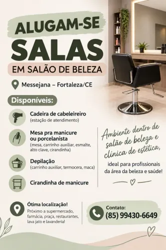 ALUGAM-SE SALAS EM SALÃO DE BELEZA