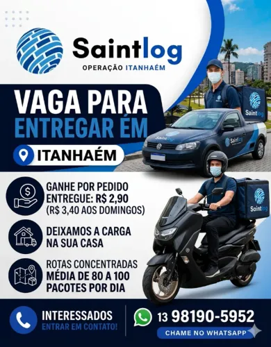 ITANHAEM ENTREGADOR CARRO OU MOTO
