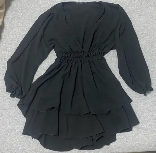 Vestido Curto Manga Longa Preto G