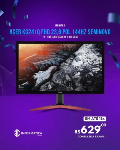 MONITOR ACER KG241Q FHD 23,6 POL 144HZ SEMINOVO