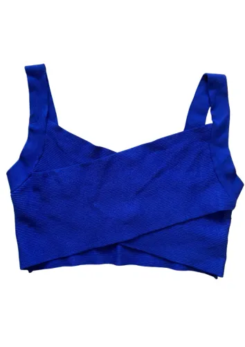cropped animale tricô transpassado azul cannes (novo, na etiqueta)