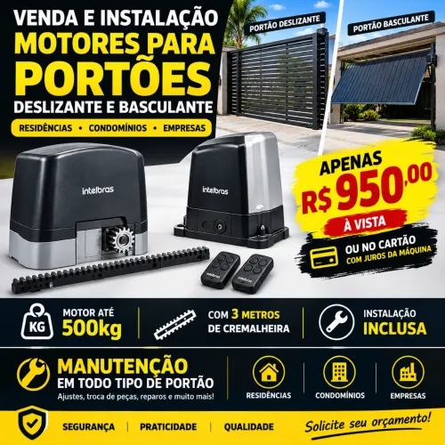     Venda e Instalação de Motor para Portão | R$ 950