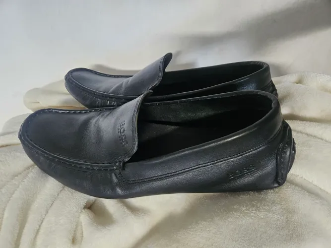 mocassins BOSS Noel de couro preto 