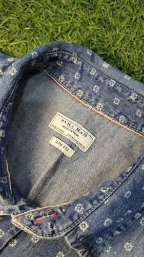 Camisa Jeans Zara Man Tam M Slim Fit Usado Original