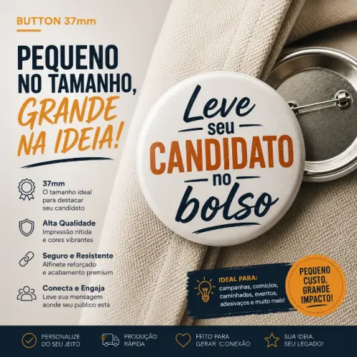 Botton/Pin - Sua ideia na Lapela do Povo