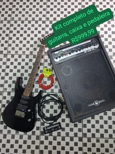 Kit de guitarra, pedaleira e caixa