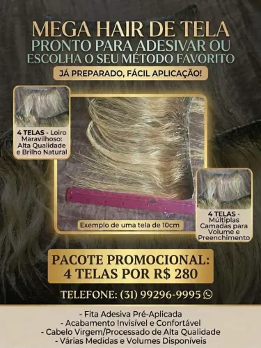 Mega hair pronto para colocar ( 4 telas ) cabelo brasileiro loiro