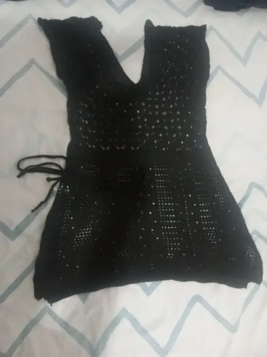 Saída de banho de crochê preto