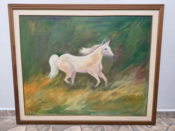 Quadro pintura à óleo Cavalo branco