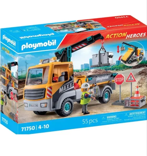 Playmobil Action 71750- Caminhão de Construção com guindaste com caixa