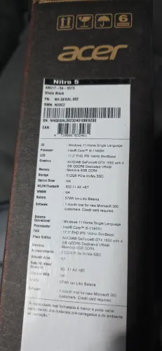 Notebook gamer acer nitro 5 - 17"
