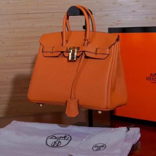 Bolsa Feminina Estruturada Hermès Birkin Laranja Luxo