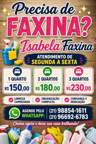 Precisando de faxina estou disponível 