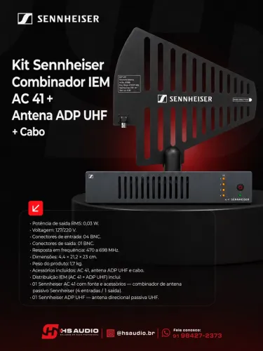 Sennheiser AC 41 + Antena ADP UHF + Cabo