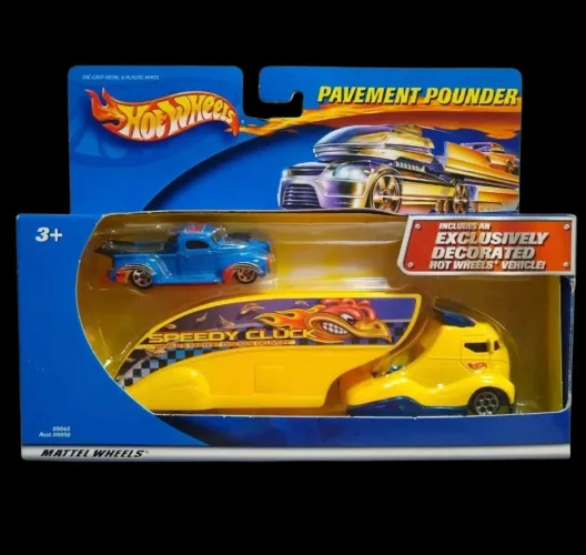 Hot Wheels 40 Ford Truck Blue Hauler Transporter Pavement Pounder