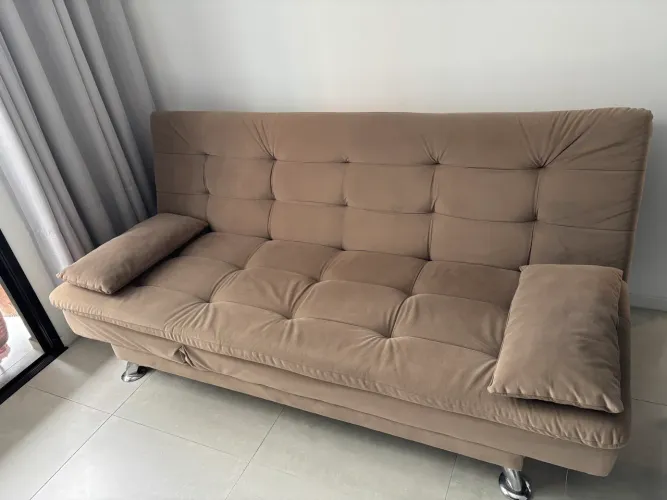 Sofá-Cama 3 Lugares Casal cor Marrom