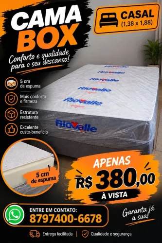 Cama box casal acoplada 5cm de espuma 