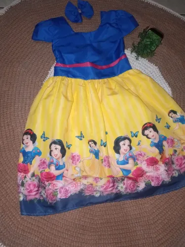 Vestido infantil p/festa menina branca de neve