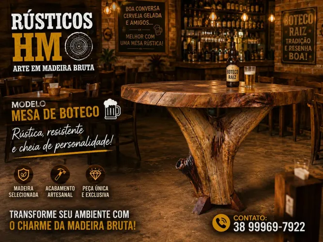 Mesa rústica boteco