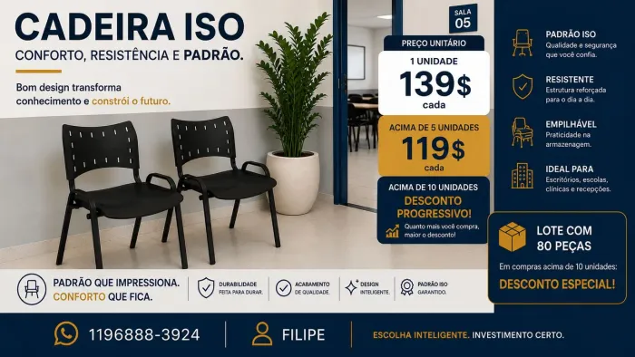  Cadeiras padrão ISO pretas  novas vendo avulso preço especial para o lote