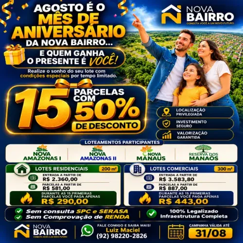 Lotes na Região do Iranduba - Nova Manaus - Nova Amazonas I e II - Reserva Manaós