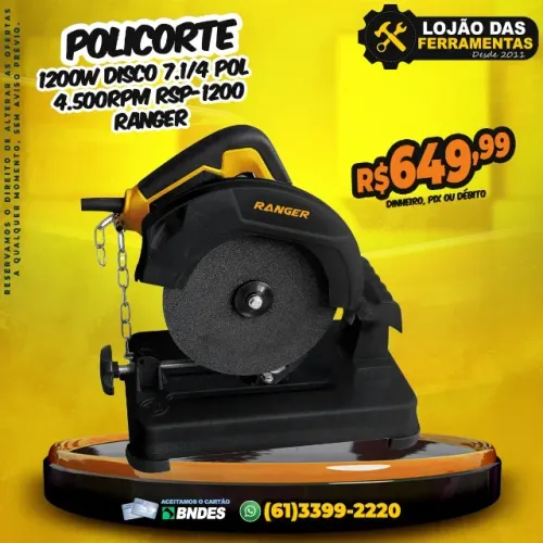 Policorte Rápida 1200w Disco 7.1/4 Pol 4.500Rpm RSP-1200 Ranger